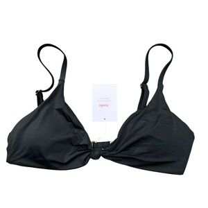 Andie Bikini Top Black Small The Santorini Twist Triangle Padded Beach Swim